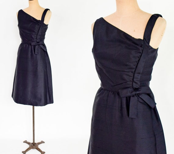 Shannon Rogers | 1960s Black Silk Cocktail Dress … - image 1