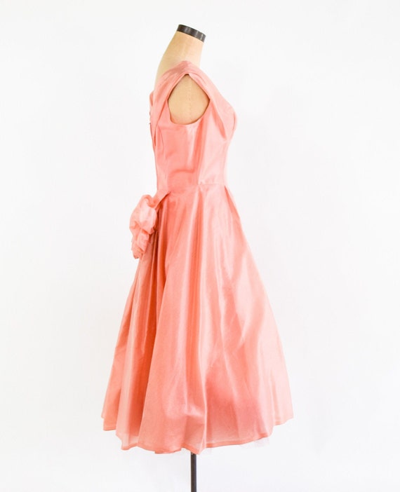 1950s Pink Iridescent Organza Party Dress | 50s P… - image 5