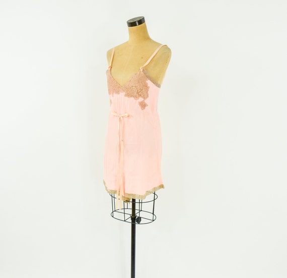 1920s Peach Silk Romper Lingerie | 20s Pink Silk … - image 4