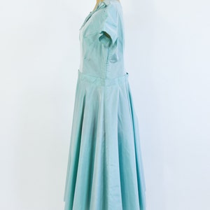 1940s Iridescent Green Evening Dress 40s Mint Green Taffeta Formal Old Hollywood XL image 6