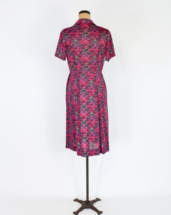 1950s Pink Atomic Print Dress | 50s Pink & Gray N… - image 6