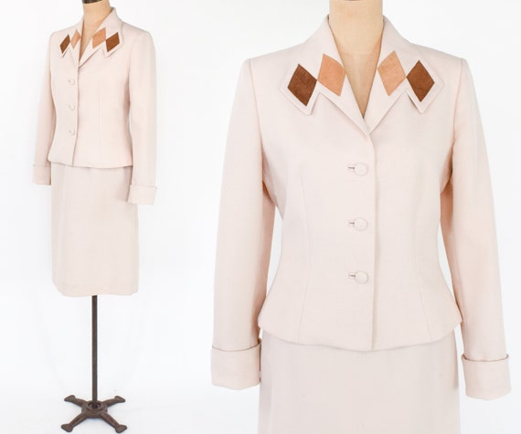 Lilli Ann |  1970s Beige Skirt Suit  | 70s Tan Po… - image 2