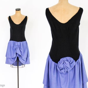 1990s Black & Blue Party Dress 90s Sleeveless Asymmetrical Dress fufi CLOBBER NAAS Medium image 1