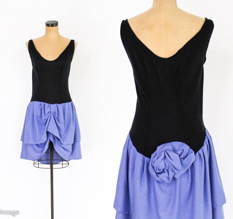 1990s Black & Blue Party Dress 90s Sleeveless Asymmetrical Dress fufi CLOBBER NAAS Medium image 1