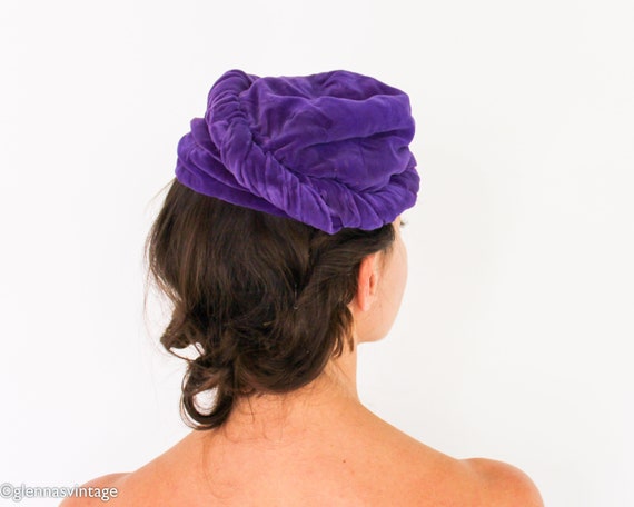 1920s-1930s Purple Silk Velvet Hat | 20s Purple V… - image 4