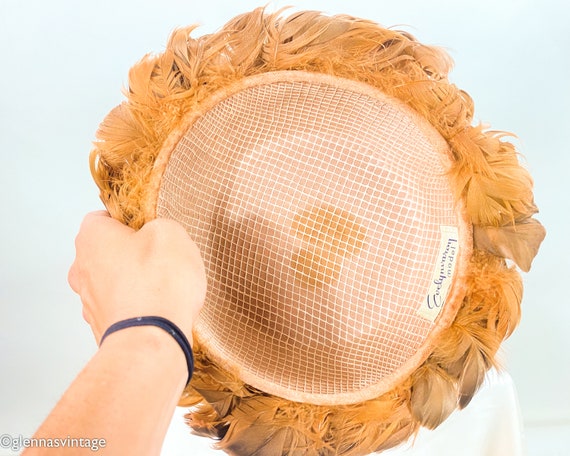 1960s Gold Feather Hat | 60s Gold & Brown Feather… - image 8