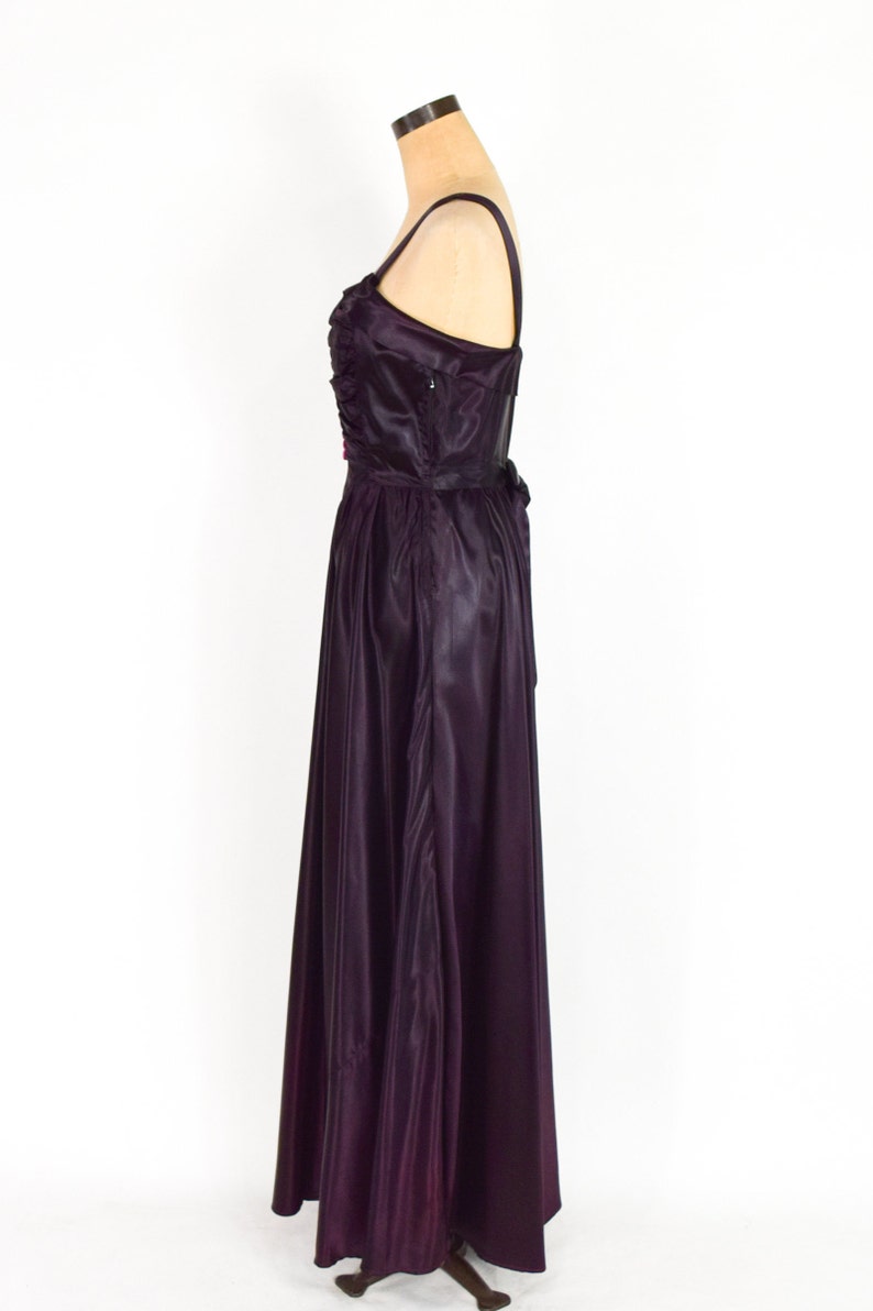 1940s Purple Satin Evening Dress 40s Deep Purple Satin Evening Gown Old Hollywood Medium image 5