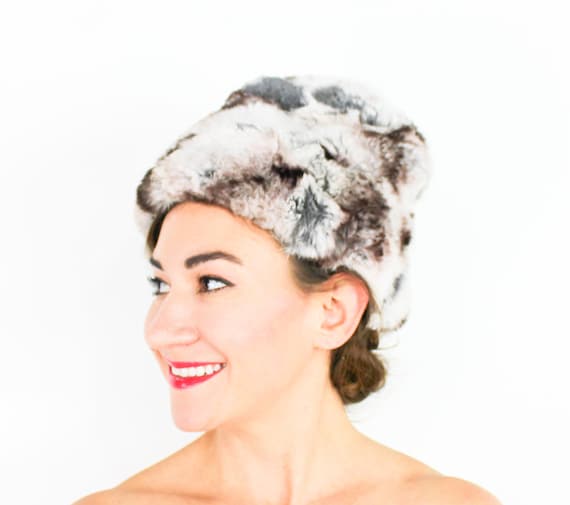 1960s Gray Fur Winter Hat | 60s Gray & White Fur … - image 3