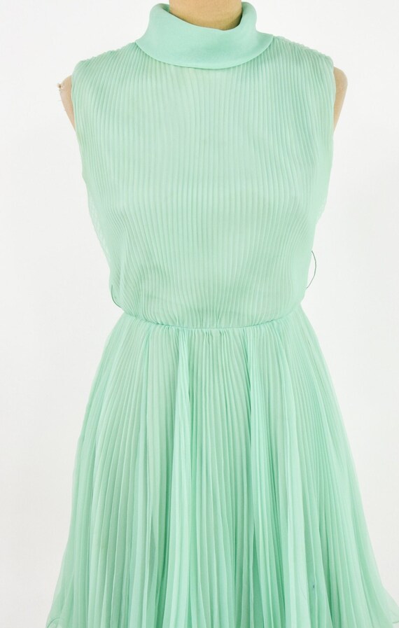 1960s Green Pleated Party Dress | 60s Mint Green … - image 7