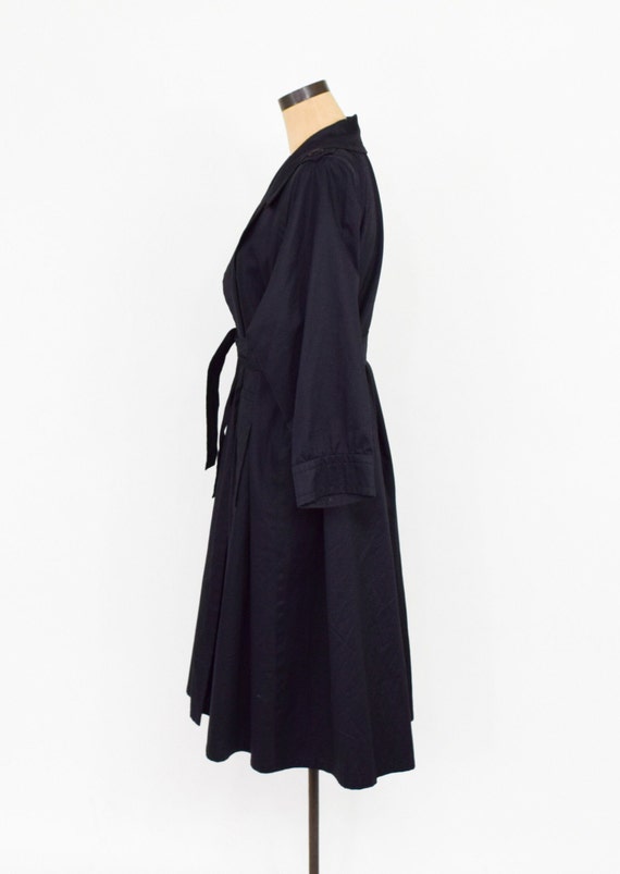 Saint Laurent | 1980s Black Cotton Swing Coat | 8… - image 7