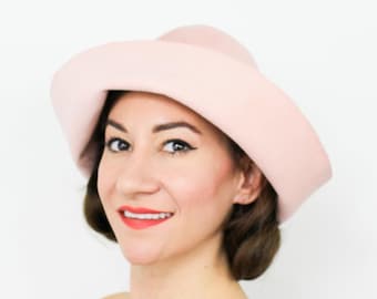 1980s Pink Wool Cloche Hat | Vintage 1920s Style