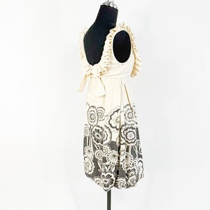 1990s White Wool Sleeveless Dress 90s Creme & Gray Print Wool Sundress WangWei Gallery S image 7