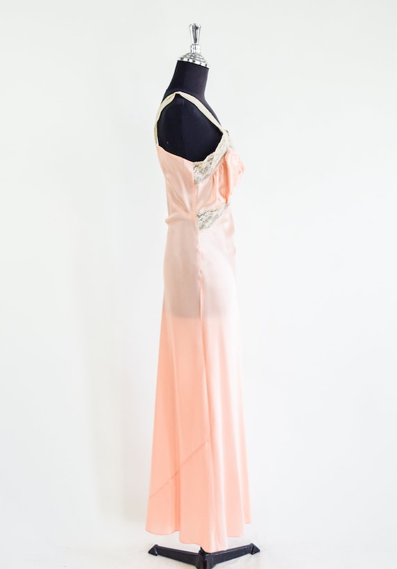 1930s Peach Long Nightgown | 30s Pale Peach Night… - image 4