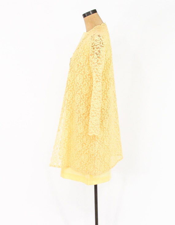 1960s Yellow Silk Dress & Lace Coat Set | 60s But… - image 5