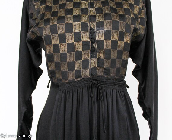 Tula | 1940s Gold & Black Silk Dress | 40s Black … - image 4