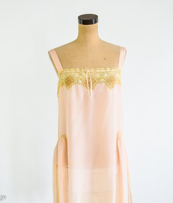 1920s Peach Silk Slip Lingerie | 20s Pink Silk Li… - image 7