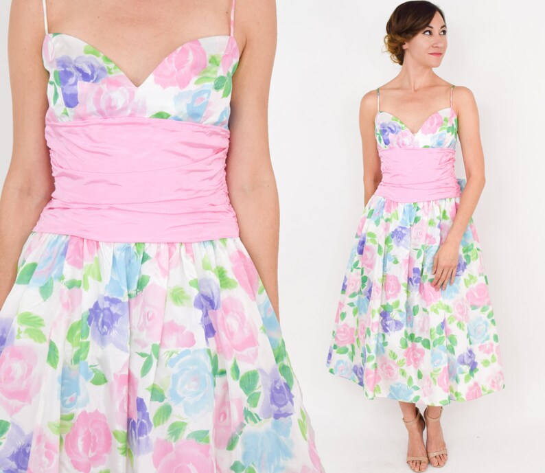 Gunne Sax Prom Dress 1980s Pink Print Party Dress 80s Pink - Etsy