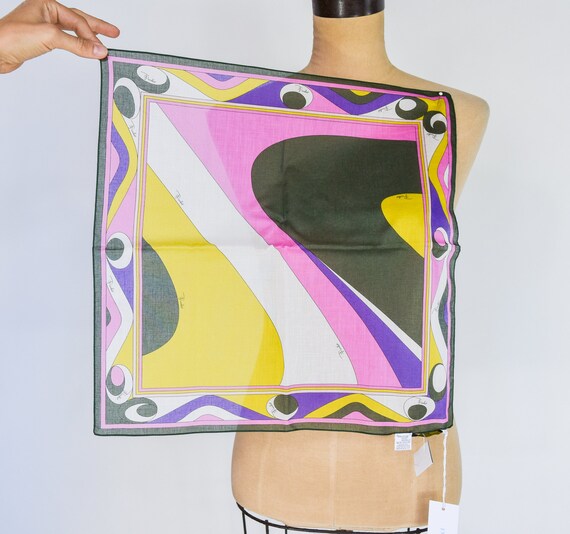 1980s Pucci Cotton Scarf | 80s Colorful Geometric