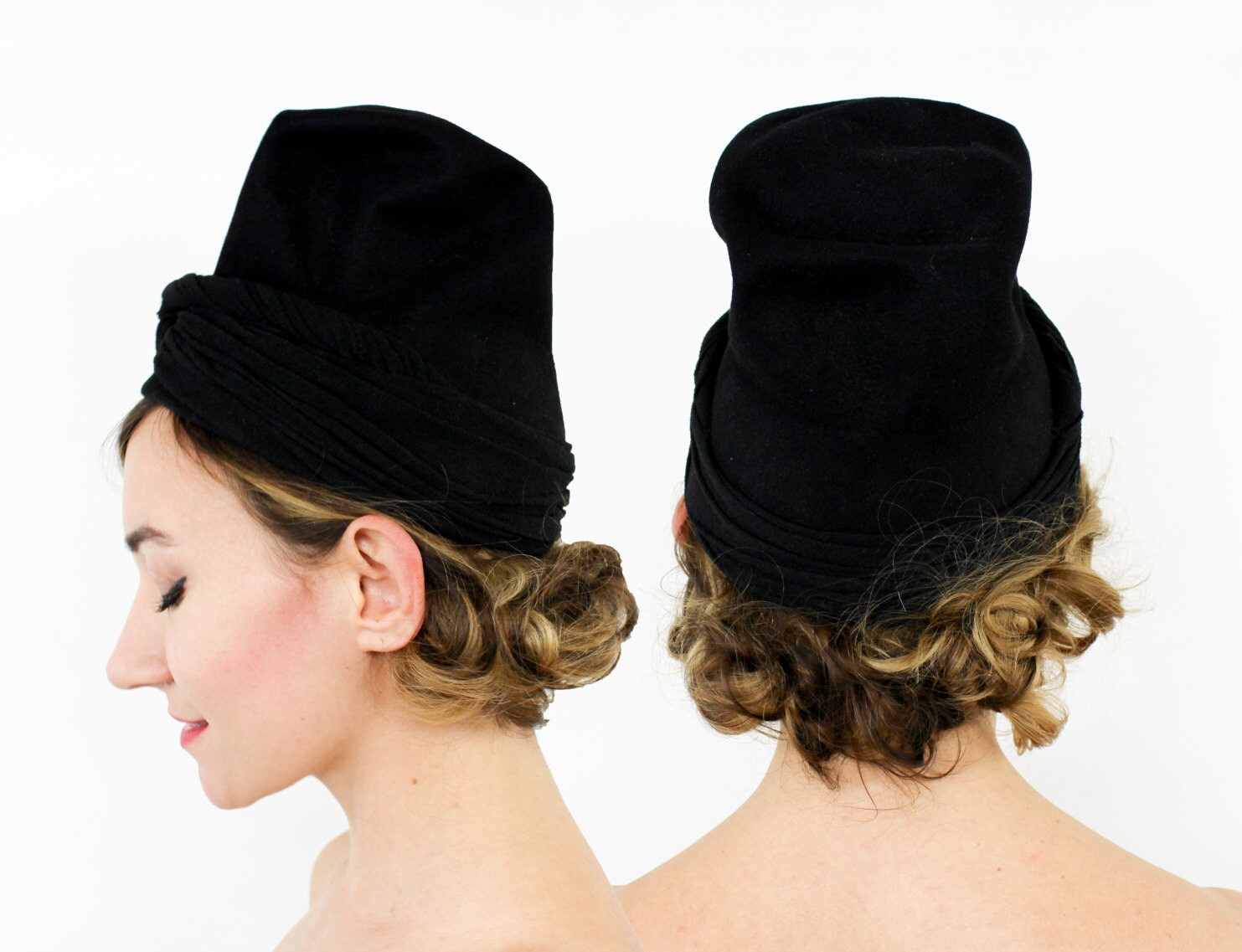 1940s Black Wool Felt Hat 40s Black 