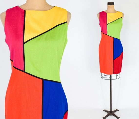 Mod color top block dress