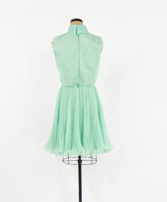 1960s Green Pleated Party Dress | 60s Mint Green … - image 6