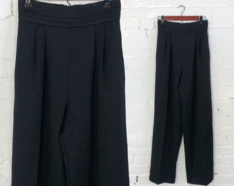 1980s Black Tuxedo Style Pants | 80s Black Tuxedo Slacks | Counterparts | Medium