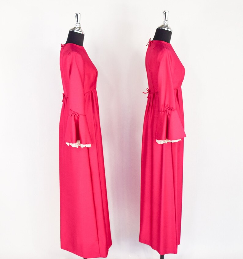 1960s Hot Pink Maxi Dress 60s Fuchsia Evening Dress Set Bridesmaid Dress Lorrie Deb XS & Small image 6