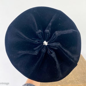 1960s Black Velvet Hat 60s Black Velvet Cap Twiggy Style The Topper Shop image 8