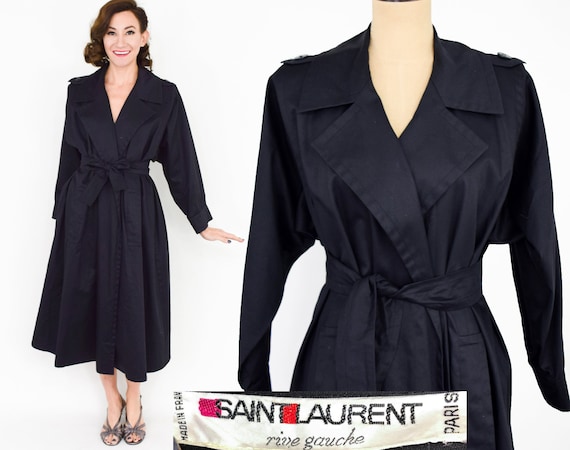 Saint Laurent | 1980s Black Cotton Swing Coat | 8… - image 1