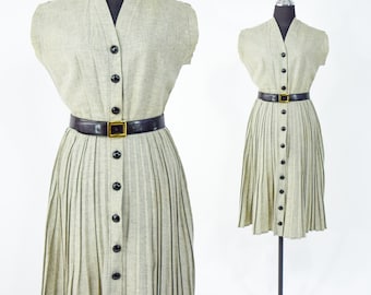 Robe en laine grise Koret of California des années 50 | Robe gris clair vintage, petite