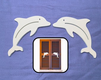 Dolphin Shutter Embellishments – Coastal Outdoor Wall Art (8x4)