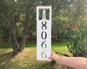 House Number Plaque Boxed - Lighthouse, Address Plaque, Address Sign, Custom, Personalized, Housewarming Gift, Custom Gift, Outdoor Decor