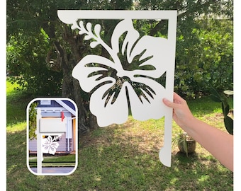 Hibiscus Mailbox Bracket – Coastal Outdoor Decor, 16x21 inch