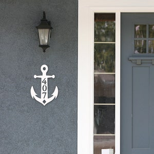 Adressschild - Anker, personalisiertes Schild, Outdoor-Dekor, Adressschild, ca