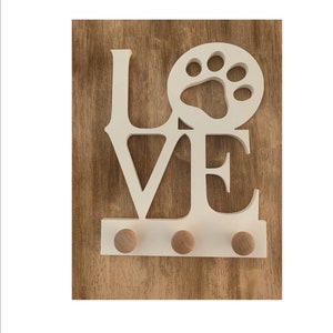 Coat Rack - Love Paw Design Coat Rack, Entryway Organizer, Key Holder, Leash Holder, Leash Hook, Leash Hanger, Dog Leash, Custom Gift