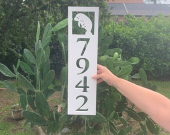 House Number Plaque Boxed - Manatee, Address Plaque, Address Sign, Custom, Personalized, Housewarming Gift, Custom Gift, Outdoor Decor