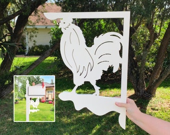 Mailbox Bracket - Rooster Large 16x21 inch, Custom Mailbox, Coastal, Tropical, Bracket, Outdoor Decor, Mailbox & Post Not Included