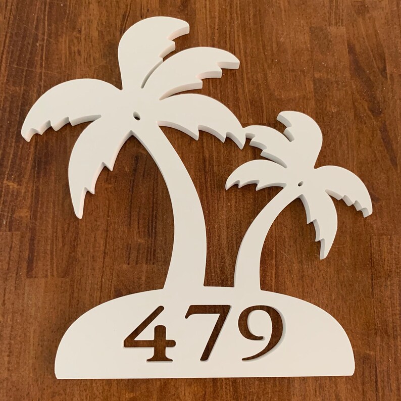 Address Plaque Palm Trees Personalized Sign Outdoor Decor Etsy