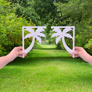 Palm Tree Corner Brackets - Tropical Decor, Screen Door Accent (Set of 2)