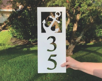 House Number Plaque Boxed -Anchor, Address Plaque, Address Sign, Custom, Personalized, Housewarming Gift, Custom Gift, Outdoor Decor