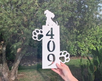 Address Plaque - Puppy Paws, Personalized, Outdoor Decor, Coastal Themed Custom Sign, Address Plaque - Approx 9" wide x 16" tall