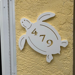 Address Plaque Turtle, Personalized Sign, Outdoor Decor, Coastal Themed Custom Sign, Address Plaque Approx 14 x 13 wide image 4