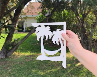 Mailbox Bracket - Palm Tree W/Hammock, Small 7x9 in, Custom Mailbox, Coastal, Tropical, Bracket, Outdoor Decor, Mailbox & Post Not Included