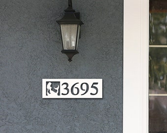 Mermaid House Number Plaque – Custom Address Sign, Outdoor Decor