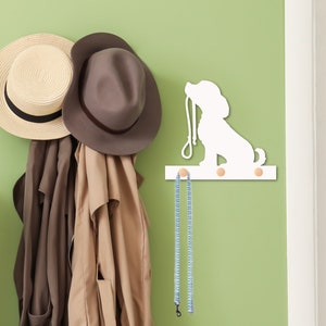 Coat Rack - Dog W/Leash Design Coat Rack, Entryway Organizer, Key Holder, Leash Holder, Leash Hook, Leash Hanger, Dog Leash, Custom Gift