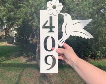 Address Plaque - Hummingbird hibiscus, Personalized, Outdoor Decor, Coastal Themed Custom Sign, Address Plaque -Approx 10.5" wide x 15" tall