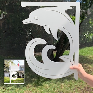 Mailbox Bracket  - Dolphin Large 16x21 inch, Custom Mailbox, Coastal, , Bracket, Outdoor Decor, Mailbox & Post Not Included