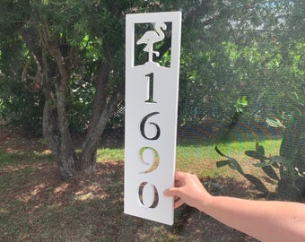 House Number Plaque Boxed - Flamingo, Address Plaque, Address Sign, Custom, Personalized, Housewarming Gift, Custom Gift, Outdoor Decor