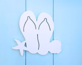 Flip Flops with Shells Wall Art – Coastal Outdoor Decor