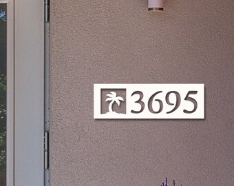 Palm Tree House Number Plaque – Custom Outdoor Address Sign